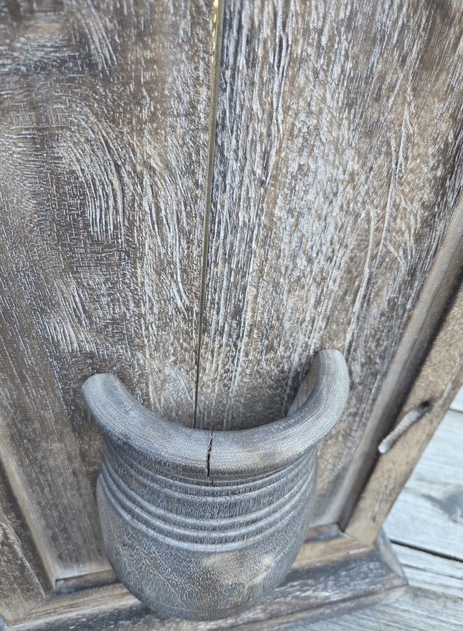 Houten Wanddecoratie met Vaas – Landelijk – Staand – Naturel