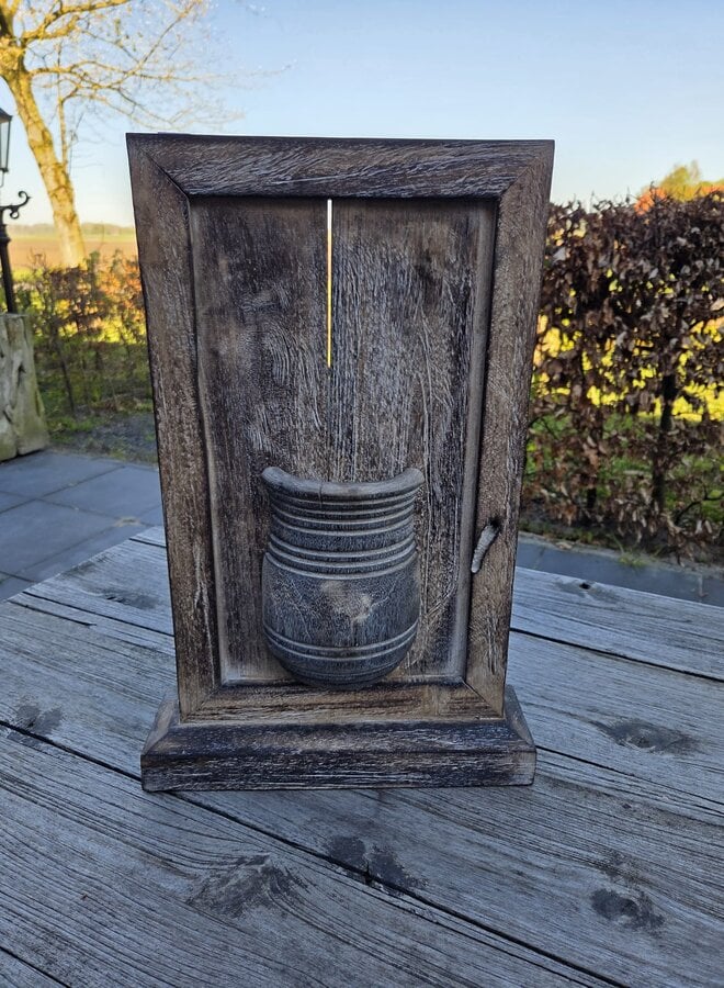 Houten Wanddecoratie met Vaas – Landelijk – Staand – Naturel