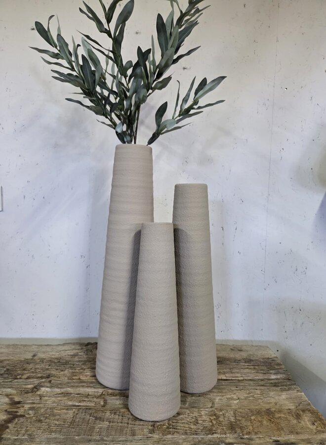 Hoge Sier Vaas Zandkleur – Structuur – XL – 58 cm