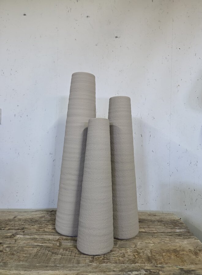 Hoge Sier Vaas Zandkleur – Structuur – XL – 58 cm