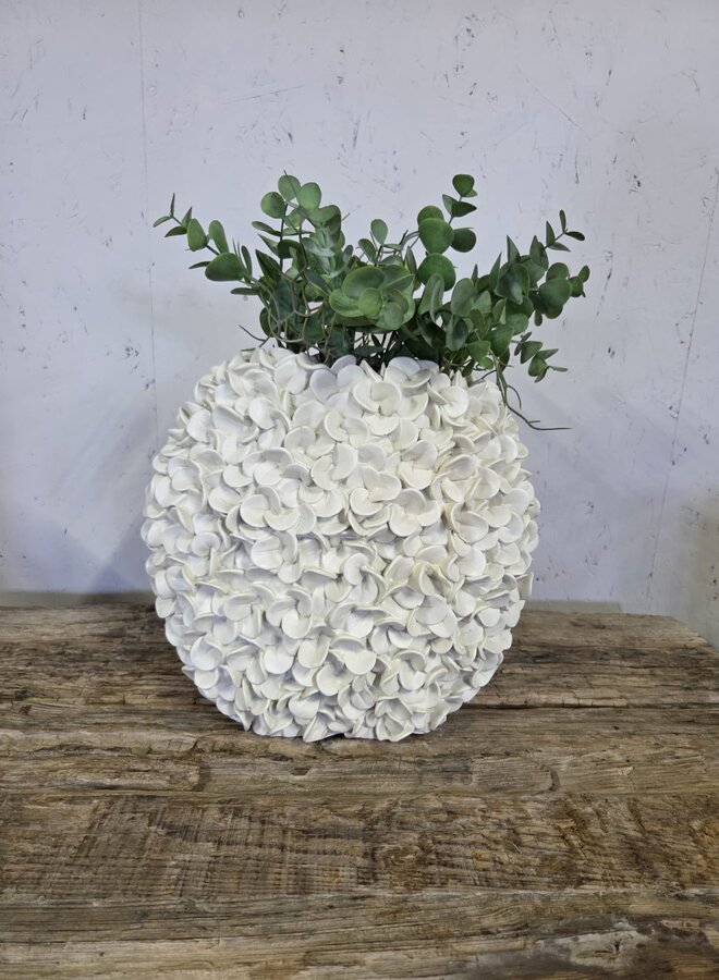 Decoratieve Bloem Vaas Wit – Reliëf – 30 × 16 × 28 cm