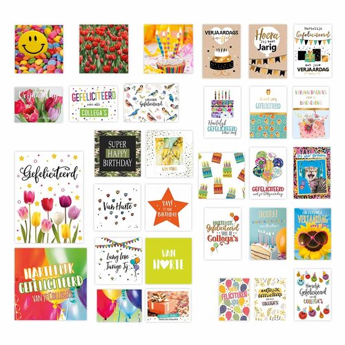 Verjaardag wenskaartenset van 31 stuks