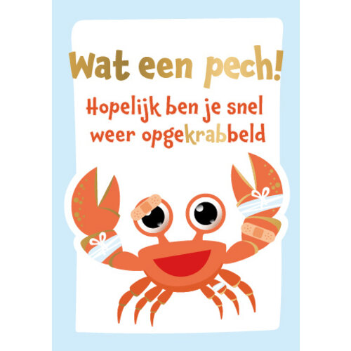 Wat een pech! Opgekrabbeld Opkikkertjeskaart