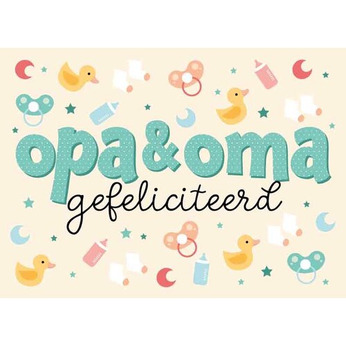 Opa en oma gefeliciteerd Geboortekaart