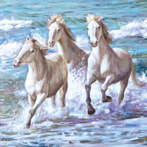 Blanco paarden in zee kunst Blancokaart