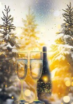 Blanco kerstkaart champagne proost
