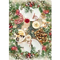 Blanco kerstkaart diner kersttafel eten