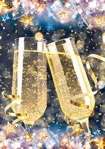 Blanco kerstkaart champagne proost