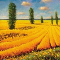 Gele bloemen velden Blanco Kunstkaart
