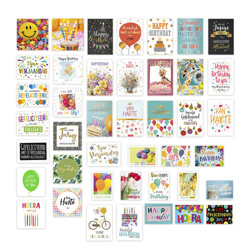 Verjaardag wenskaartenset van 42 stuks