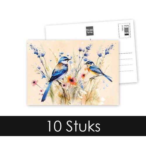 Vogels in bloemenveld natuur Blancokaart