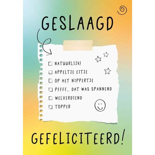 Geslaagd gefeliciteerd! Geslaagd kaart