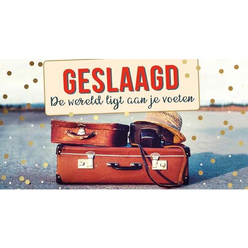 Geslaagd de wereld ligt aan je voeten Geslaagd kaart