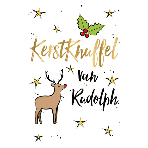 Kerstknuffel van Rudolph Kerstkaart