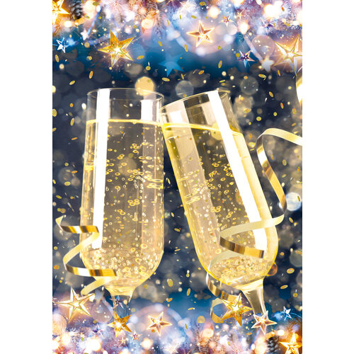 Kerstkaart champagne proost