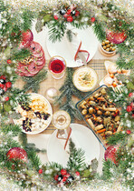 Kerstkaart diner kersttafel eten