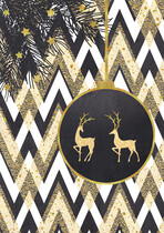 Kerstkaart kerstbal herten