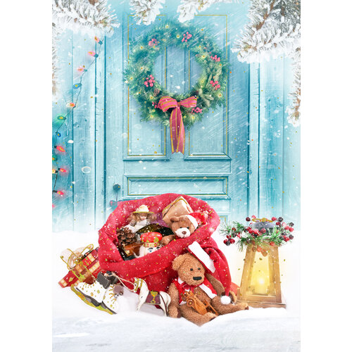 Kerskaart kerstkrans cadeaus