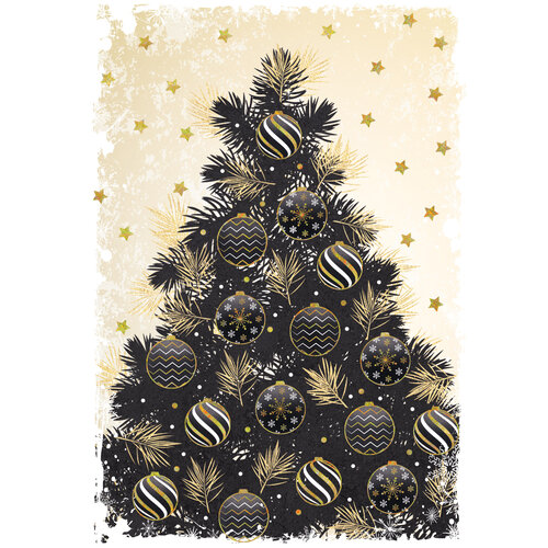 Kerstkaart kerstboom kerstballen