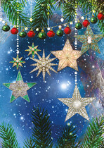 Kerstkaart kerstballen kerststerren