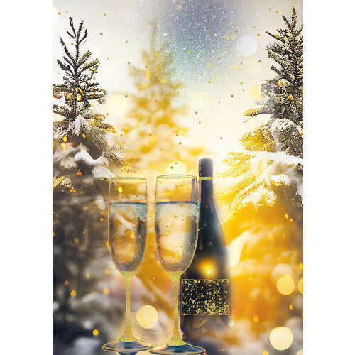 Kerstkaart champagne proost