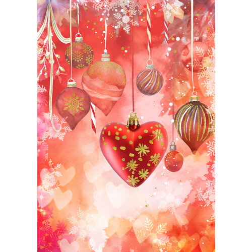 Kerstkaart liefde hartjes kerstballen