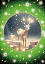 Kerstkaart hert cadeaus