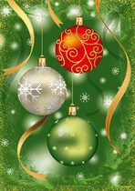 Kerstkaart kerstballen