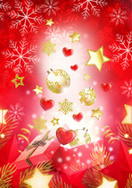 Kerstkaart kerstballen cadeau