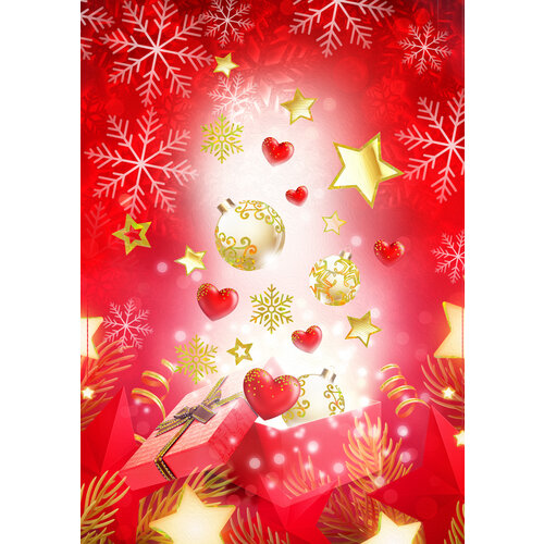 Kerstkaart kerstballen cadeau