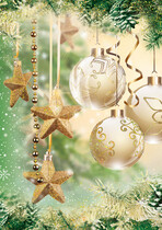Kerstkaart kerstballen