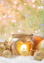 Kerstkaart kaars kerstballen