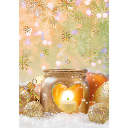 Kerstkaart kaars kerstballen