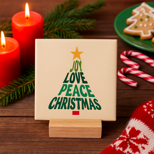 Joy love peace christmas - Kersttegel