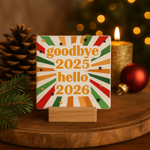 Goodbye 2025 hello 2026 - Kersttegel
