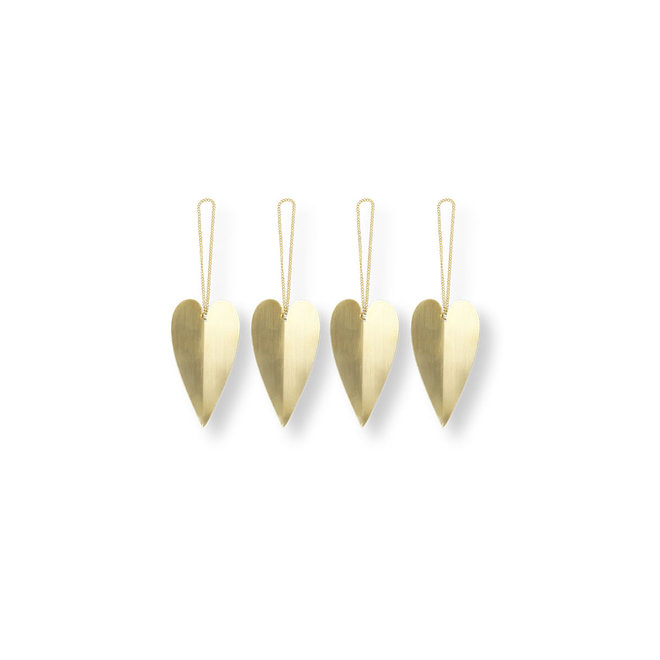 Kersthangers Heart | Brass | set van 4