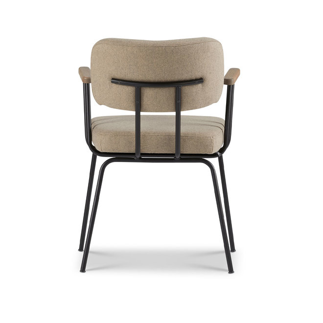 Eetkamerstoel Ted | Naturel  zwart frame | Met arm zwart