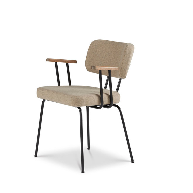 Eetkamerstoel Ted | Naturel  zwart frame | Met arm zwart