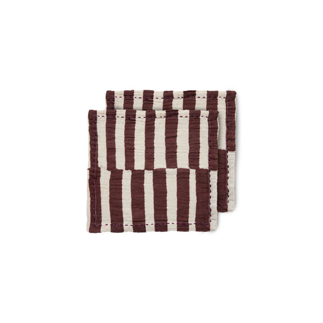 Katoenen servetten | Striped burgundy