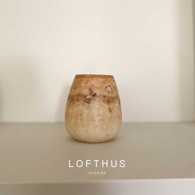 Alabaster waxinelichthouder | teardrop | 15 cm | brown