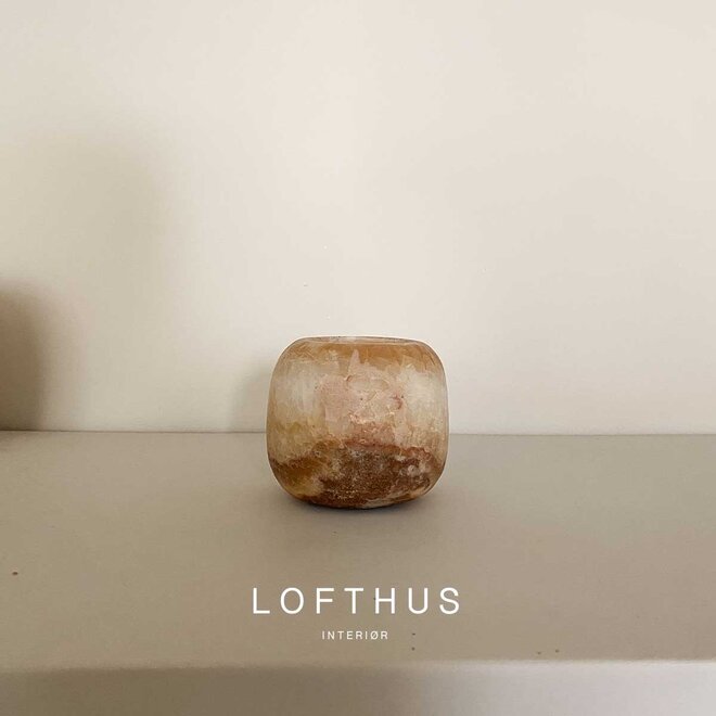 Alabaster waxinelichthouder | ball | 10 cm | brown