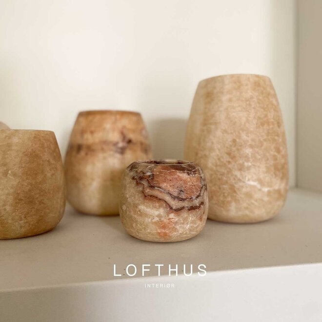 Alabaster waxinelichthouder | ball | 10 cm | brown