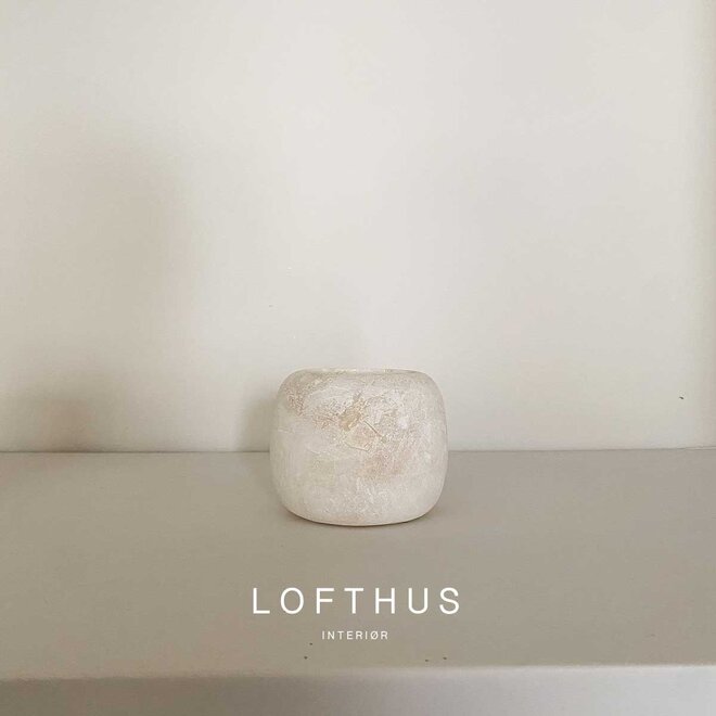 Alabaster waxinelichthouder | ball | 10 cm | off-white