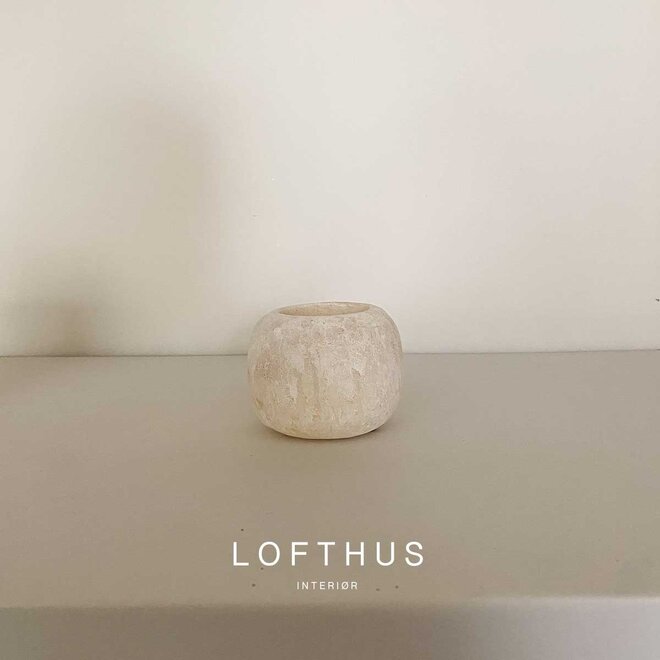 Alabaster waxinelichthouder | ball | 8 cm | off-white