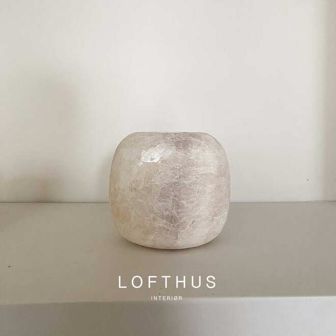 Alabaster waxinelichthouder | ball | 15 cm | off-white