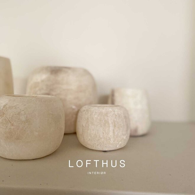 Alabaster waxinelichthouder | ball | 15 cm | off-white