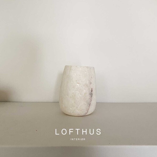 Alabaster waxinelichthouder | teardrop | 12 cm