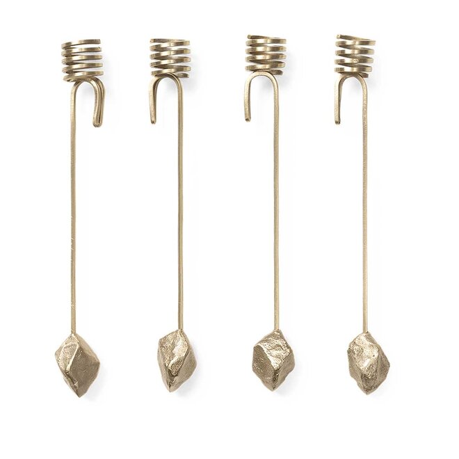 Kaarsenhouder kerstboom Stone | Brass | set van 4