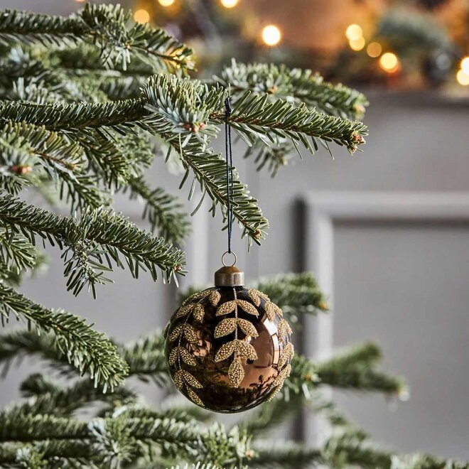 Glazen kerstbal Tani | bruin | set van 4
