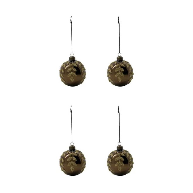 Glazen kerstbal Tani | bruin | set van 4